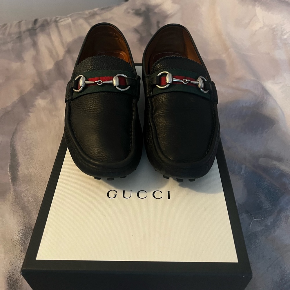 Gucci Mens Road Loafers Size G 07 Black Italian leather